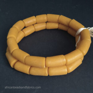 Afarican-Beads-Recycled-Glass-Ghana-Krobo-chunky-tubes-gold
