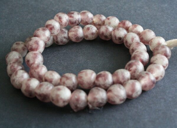 African-Beads-Blue-Ghana-Krobo-Recycled-Glass-13-to-14-mm-matt mottled red grape