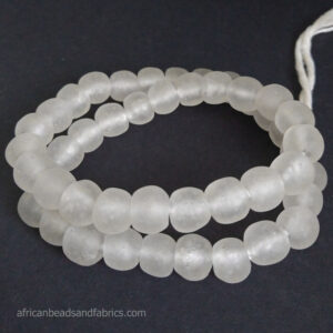 African-Beads-Ghana-Krobo-Recycled-Glass-14-mm-Frosty-White 2