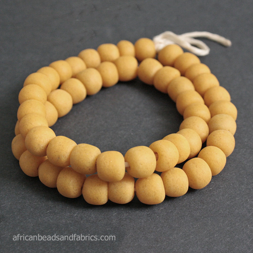 African-Beads-Ghana-Krobo-Recycled-Glass-Opaque-Mustard-14-to-15-mm (2)