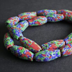 African-Beads-Ghana-Krobo-Refashioned-Glass-Bicones-30-to-35mm-red-green-blue