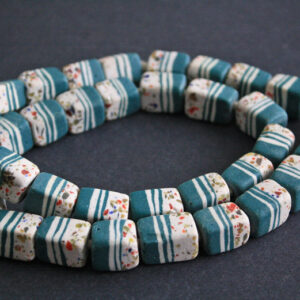 African-Beads-Ghana-Recycled-Glass-Cuboid-16-to18mm-Layers-teal