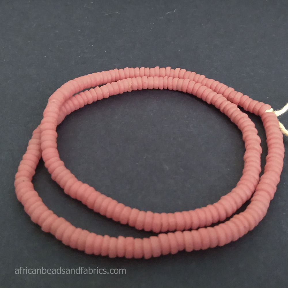 African-Beads-Krobo-Ghana-Recycled-Glass-Discs-7-mm-soft-red