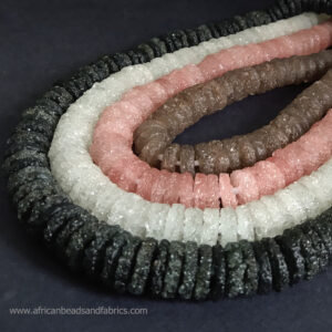 African-Beads-Krobo-Glass-Discs-17mm-Black-White-Pink-Fawn