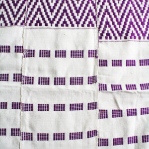 African-Ethnic-Kente-Cloth-Purple-and-White-Single-Close-Up