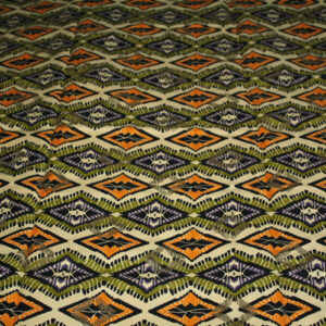 African-Fabric-Woodin-Brand-Cream-Green–Gold–6–yards-full-length