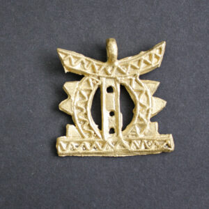 African-Tribal-Pendant-Brass-Metal-Ashanti-Lost-Wax-Royal-Stool-Side-091801