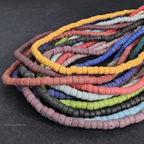 Small African Beads Ghana Recycled Glass Tube Spacers