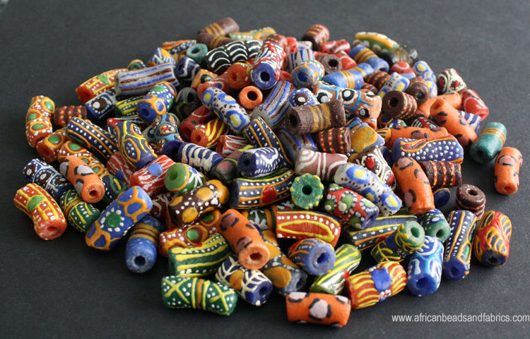 Handpainted recycled glass beads 
