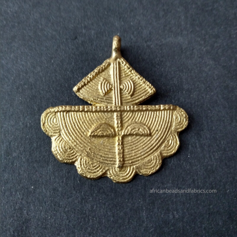 Two-Tier African Brass Pendant Handmade Ashanti Craft