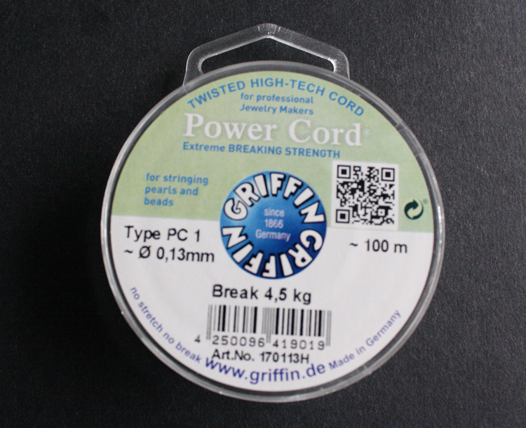 Power Cord Griffin Bead String Extremely Strong, 25/100m Reel 0.13mm/0