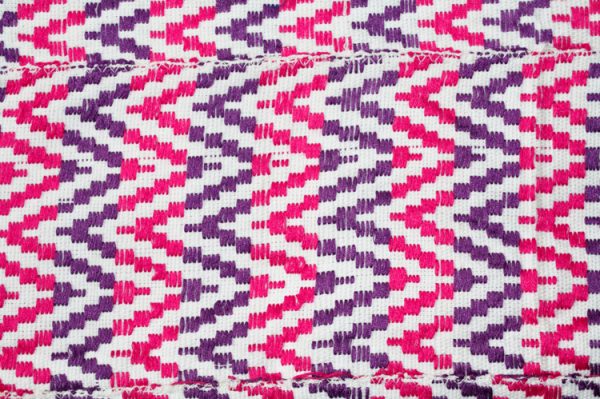 Kente-Cloth-Ghana-Handwoven-Fabric-Pink-Purple-White-Close-up
