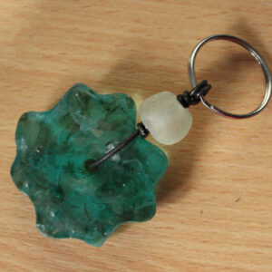 Key-Ring-Gift-Recycled-Glass-Daisy-Turquoise