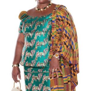 WK130-BWG, Authentic Handwoven Ashanti Kente Cloth from Ghana