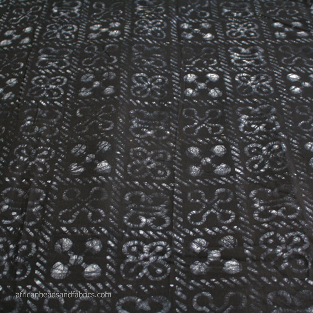 African Batik Fabric Adinkra print black