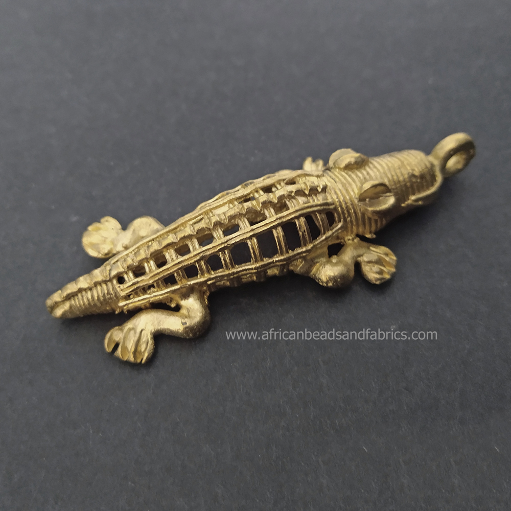African-Brass-Pendant-Alligator-Crocodile