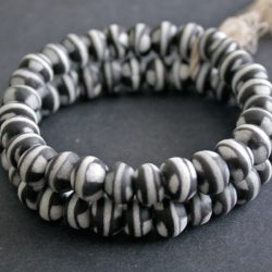 African Beads Ghana Krobo Ethnic Recycled Glass12-14mm Black & White