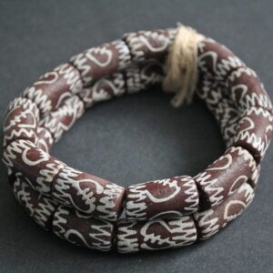 African-Beads-Large-Brown-Recycled-Glass-Adinkra-Design
