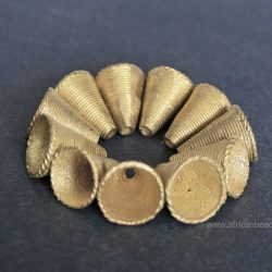Raw Brass Cone Beads with Decorative Edging, Handmade