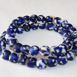 African Handmade Beads, Ghana Krobo Refashioned Glass 13-14mm, Round