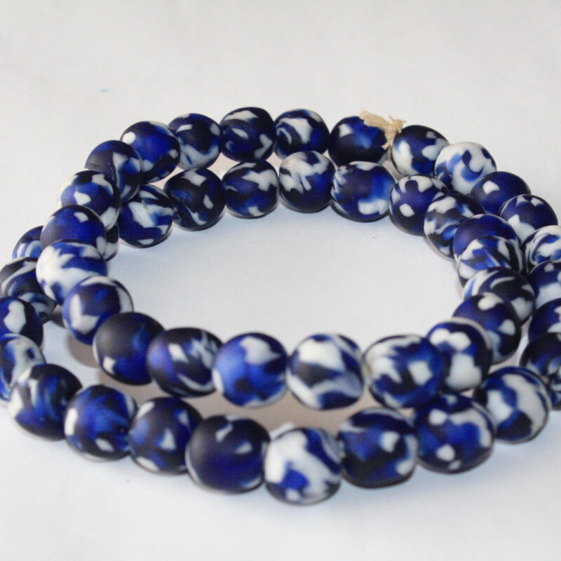 African Handmade Beads, Ghana Krobo Refashioned Glass 13-14mm, Round