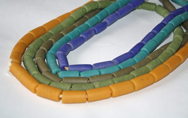 African-Beads-Ghana-Krobo-Recycled-Glass-Cylinder-Tubes-24mm-all-colours