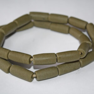 African-Beads-Ghana-Krobo-Recycled-Glass-Cylinder-Tubes-24mm-army-green