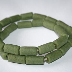 African-Beads-Ghana-Krobo-Recycled-Glass-Cylinder-Tubes-24mm-green