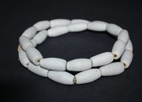 African-Beads-Ghana-Krobo-Recycled-Glass-speckled-grey-bcones-22-to-30mm