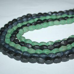 12 African Beads, Ghana Recycled Glass Multifaceted, Handmade Ethnic Krobo,12mm