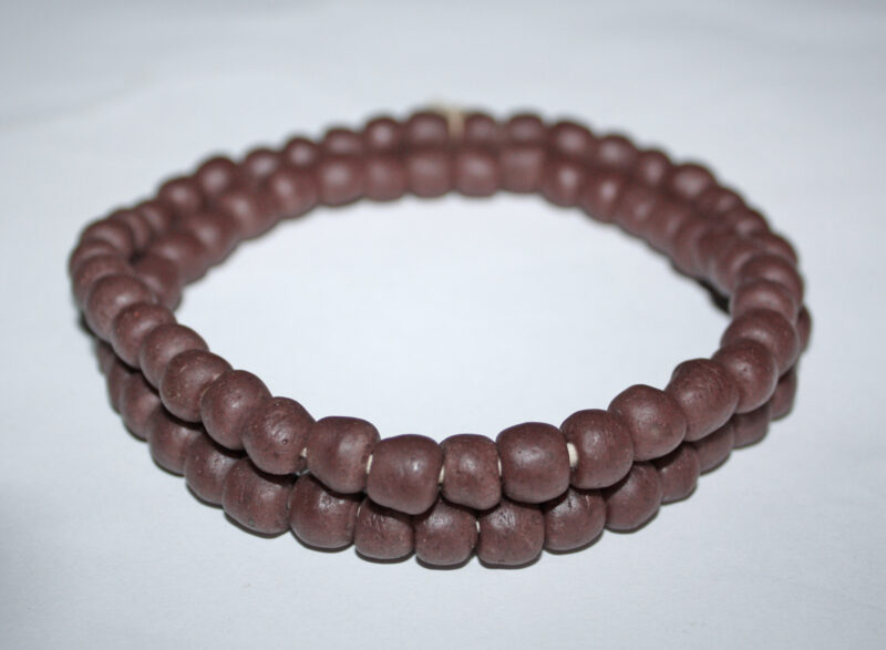 Round-African-recycled-Glass-beads-9mm-Opaque-chocolate-brown