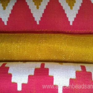Kente-Fabric-Ghana-Handwoven-Ethnic-Cloth-Red-and-Gold