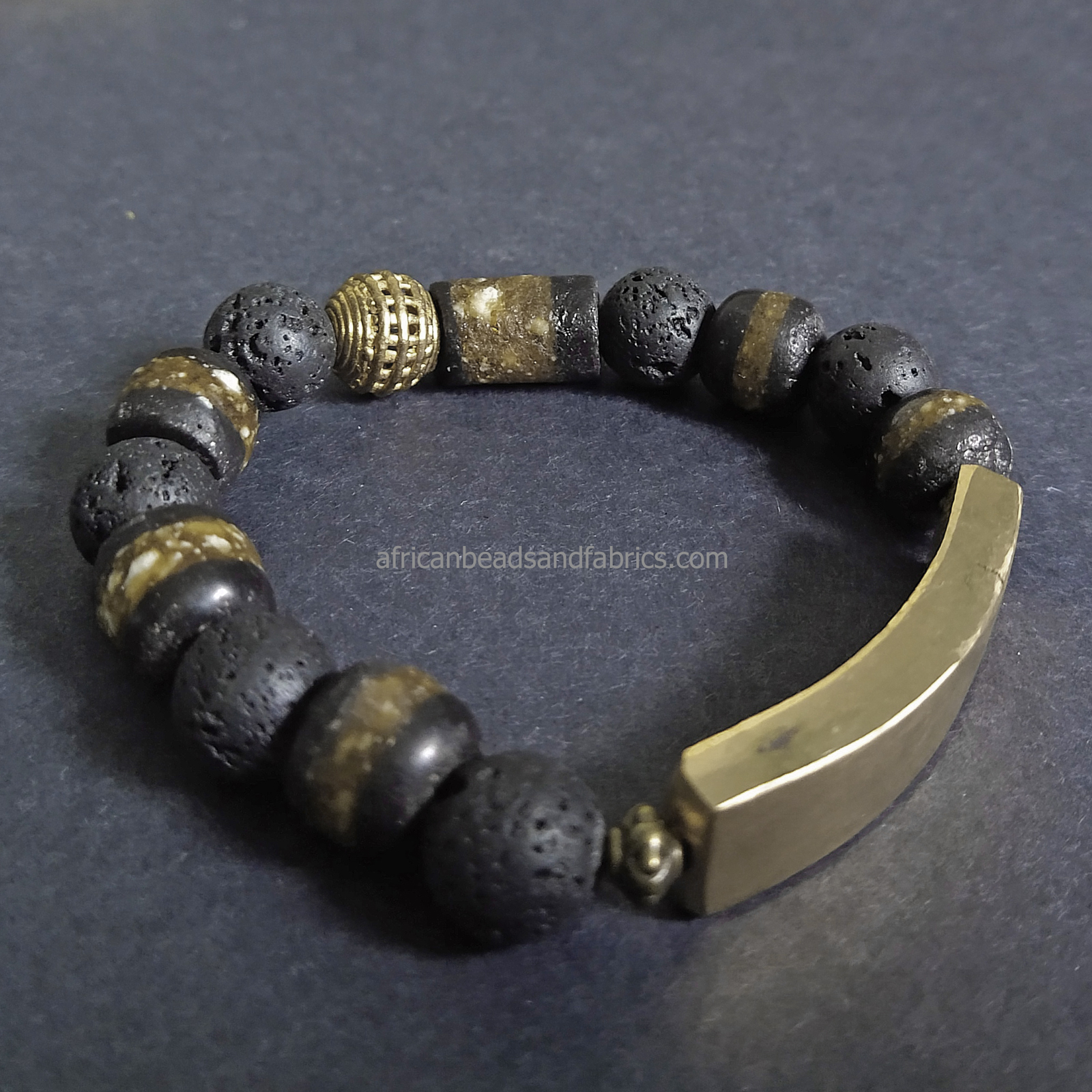 Lava-bracelet-with-brass-bar