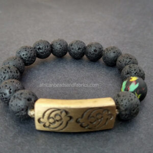 Natural-Lava-Bracelet–12-mm-black-withSankofa-Brass-Bar-watermarked