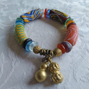 African-Jewelry-Ghana-Krobo-Recycled-Glass-Beads-with-brass-pendants