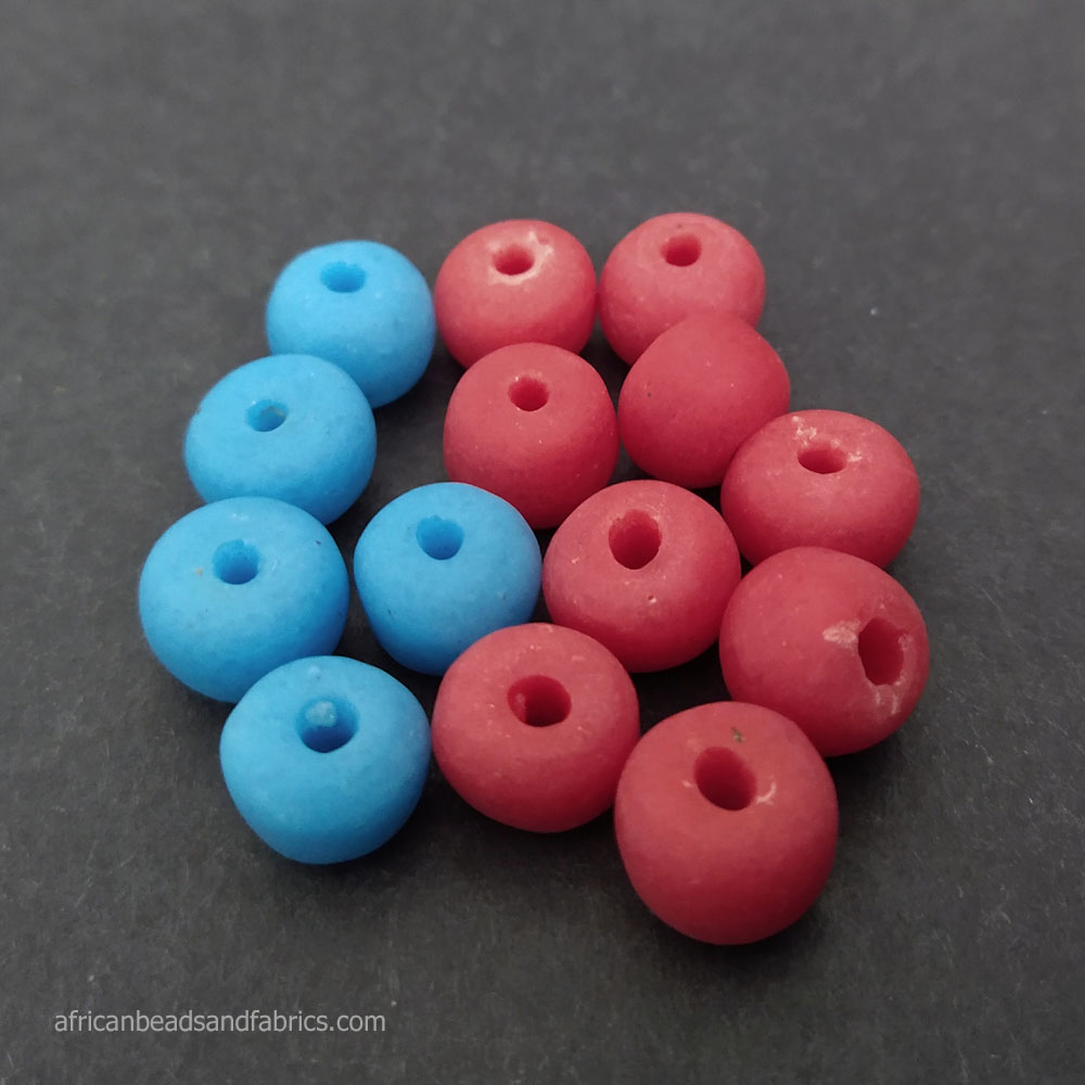 African-Glass-Beads-Handmade-Round-12mm-red-blue-mix