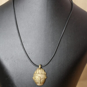 African-Necklace-Tribal-mask-Brass-pendant-with-black-leather-cord-watermarked