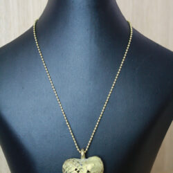 Brass Ball Chain Brass Necklace with Handmade African Heart Pod Pendant, 16 inches