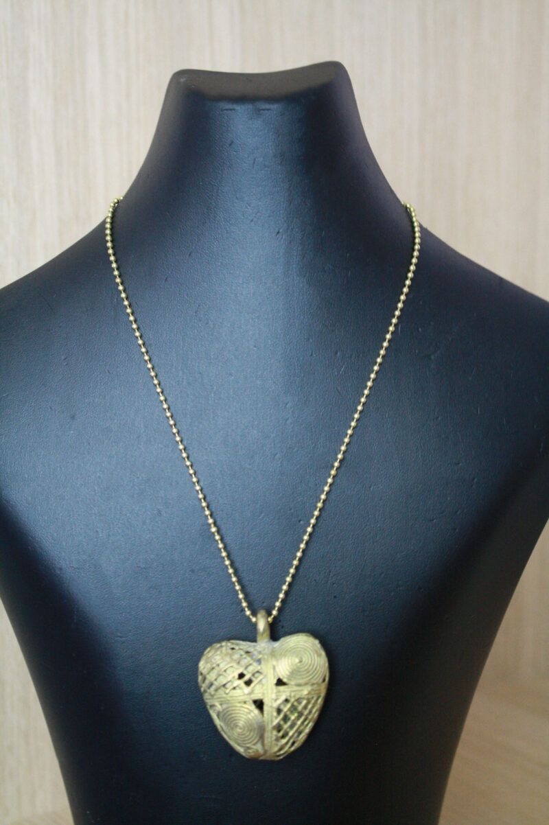 Ball-Chain-Brass-Necklace-with-heart-pod-pendant Ball-Chain-Brass-Necklace-with-heart-pod-pendant