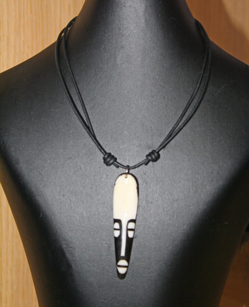 Leather-Cord-Necklace-with-African-Tribal-Mask-Bone-Pendant Leather-Cord-Necklace-with-African-Tribal-Mask-Bone-Pendant