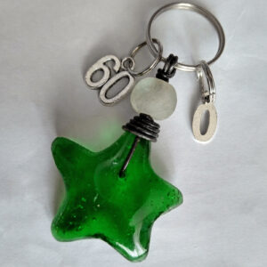 Star-Key-Charm-with-age-and-Initial-green Star-Key-Charm-with-age-and-Initial-green