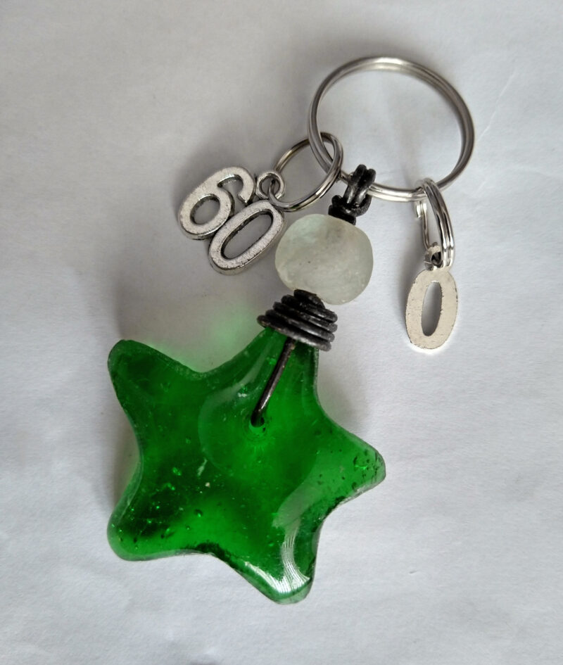 Star-Key-Charm-with-age-and-Initial-green Star-Key-Charm-with-age-and-Initial-green