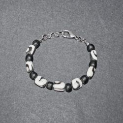African Bone and Recycled Glass Bracelet with Lobster Clasp 6-7 inches