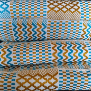 Kente Fabric White Turquoise Gold Kente Fabric White Turquoise Gold