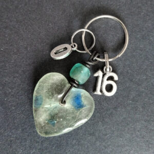 Small-Heart-recycled-glass-Key-Ring-with-age-and-initial-charms