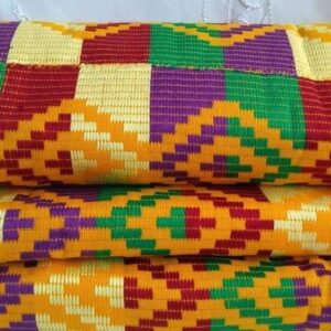 Kente Fabric ghana authentic handwoven gold multicoloured Kente Fabric ghana authentic handwoven gold multicoloured