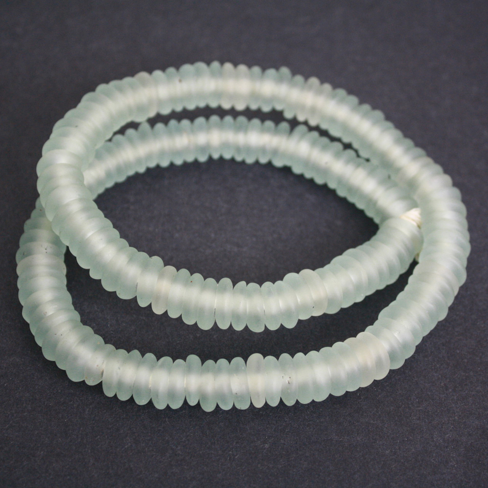 African-Beads-Disc-Spacers-Krobo-Recycled-Glass-white-12mm-palest-aqua