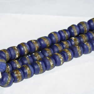 African-Beads-Ghana-Krobo-Recycled-Glass-13-to-14-mm-Cobalt-Blue-Gold-Round