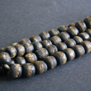 African-Beads-Ghana-Krobo-Recycled-Glass-13-to-14-mm-black-speckled-Gold