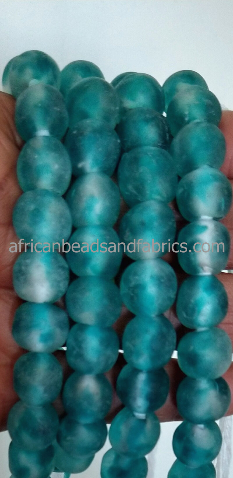 African-Beads-Ghana-KroboEthnic-Glass-Round-11-to-12mm-mottled-turquoise
